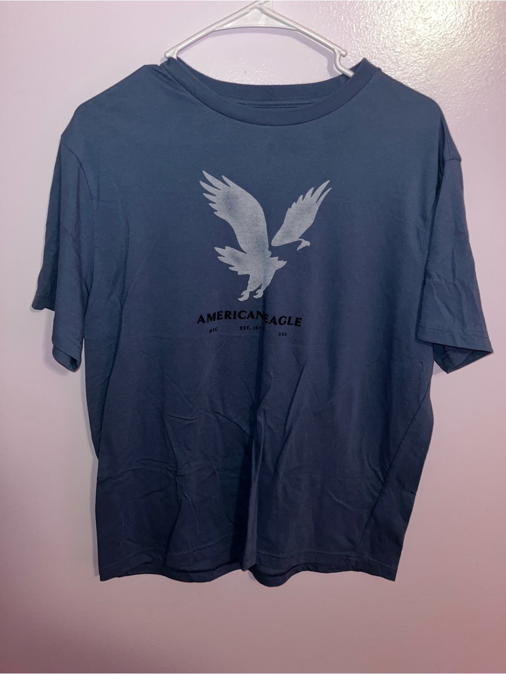 American Eagle Outfitters Men’s Slate Blue Eagle Graphic Tee